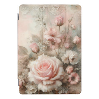 Pretty Vintage Shabby Chic Pastel Pink Rose iPad Pro Cover