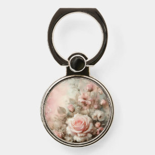 Pretty Vintage Shabby Chic Pastel Pink Rose Phone Ring Stand