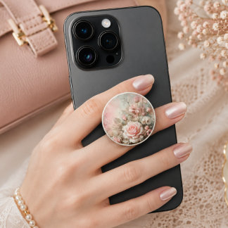 Pretty Vintage Shabby Chic Pastel Pink Rose PopSocket