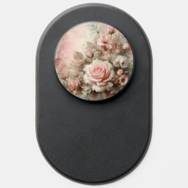 Pretty Vintage Shabby Chic Pastel Pink Rose PopSocket (Popsocket)