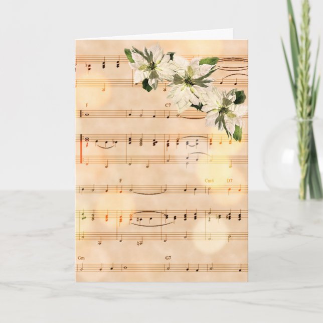 Pretty Vintage Sheet Music Merry Christmas Card (Front)
