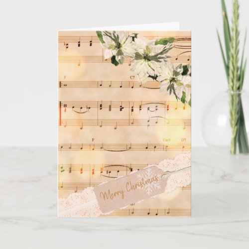 Pretty Vintage Sheet Music Merry Christmas Card