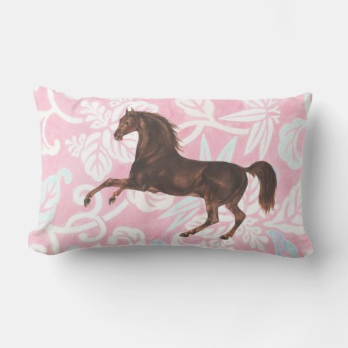 Pretty Vintage Style Horse and Floral  Lumbar Pillow