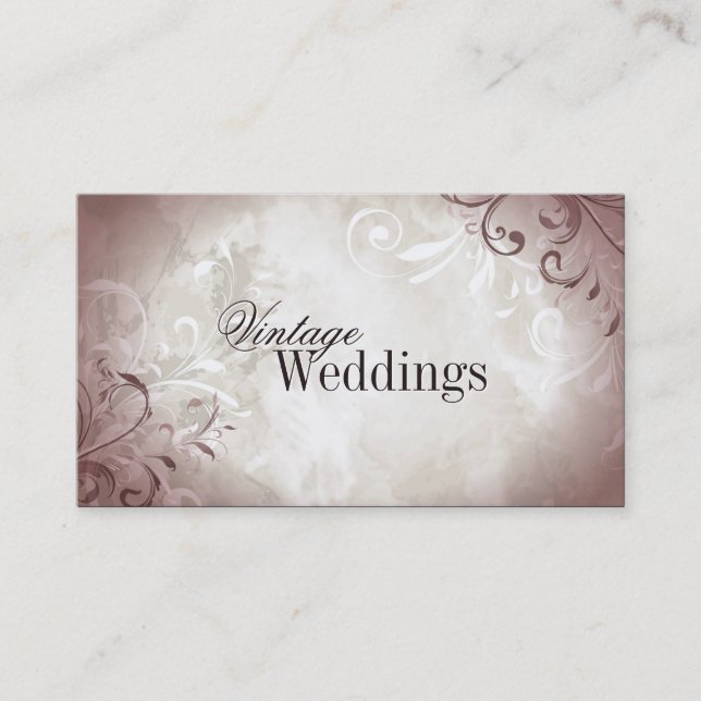 Pretty Vintage Swirl Wedding Planner Business Card (Front)