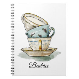 Pretty vintage teacup watercolor notebook