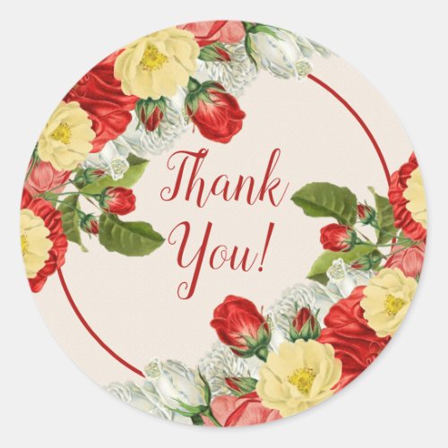 Pretty Vintage Victorian English Garden Thank You Classic Round Sticker