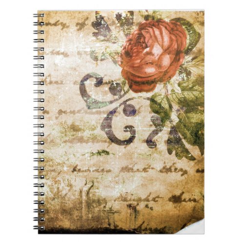 Pretty Vintage Victorian Sepia Rose Parchment Notebook