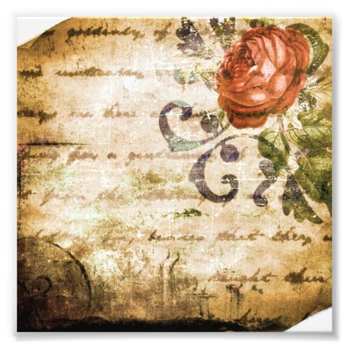 Pretty Vintage Victorian Sepia Rose Parchment Photo Print