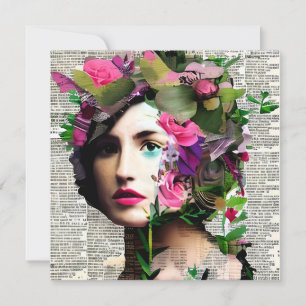 Pretty Vintage Woman Paper Collage Art