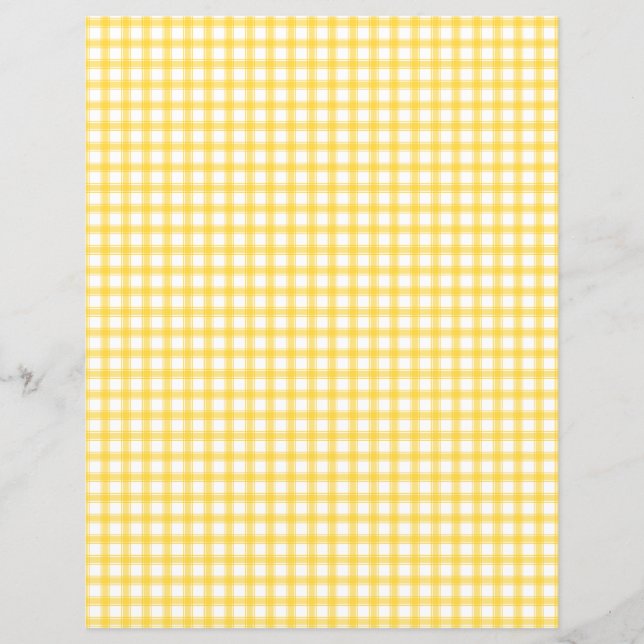 Pretty Vintage Yellow Gingham Scrapbook Paper (Front)