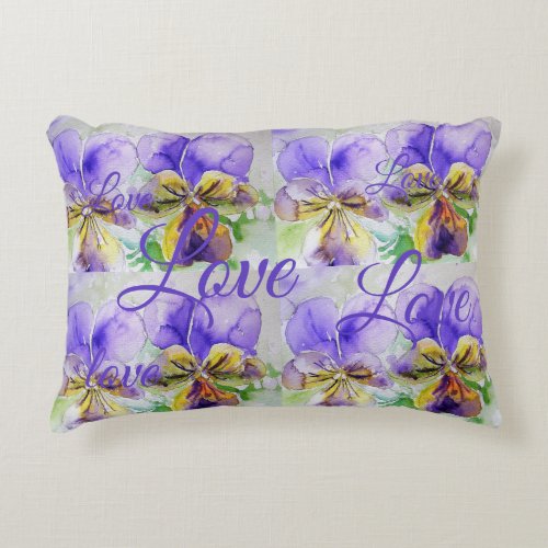 Pretty Viola Flower Floral Purple Pattern Love Accent Pillow