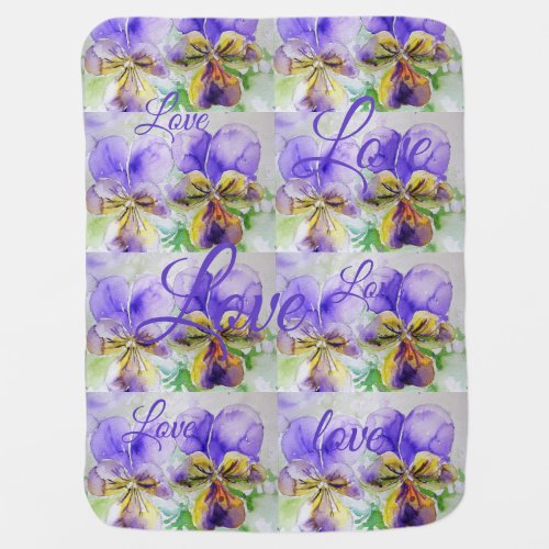 Pretty Viola Flower Floral Purple Pattern Love Baby Blanket
