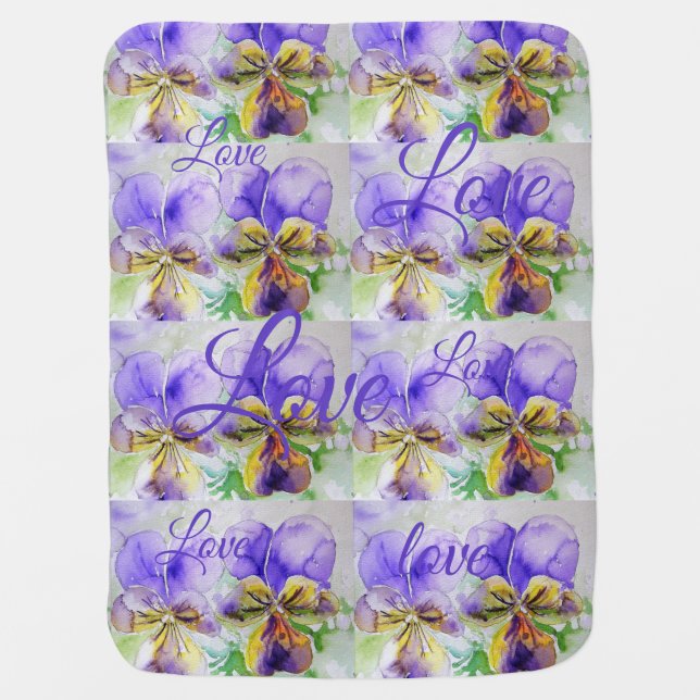 Pretty Viola Flower Floral Purple Pattern Love Baby Blanket (Front)