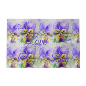 Pretty Viola Flower Floral Purple Pattern Love Doormat