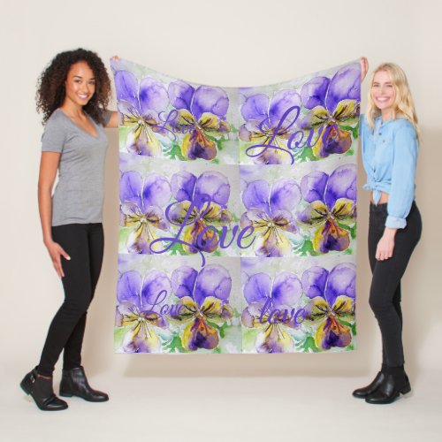 Pretty Viola Flower Floral Purple Pattern Love Fleece Blanket