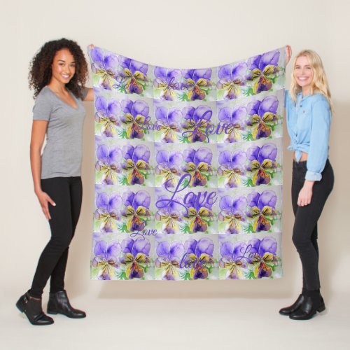 Pretty Viola Flower Floral Purple Pattern Love Fleece Blanket