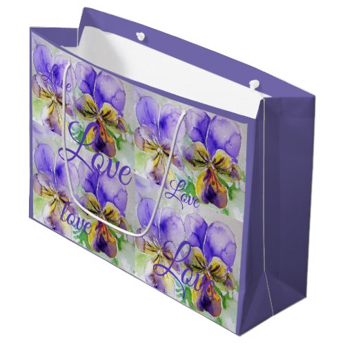 Pretty Viola Flower Floral Purple Pattern Love Large Gift Bag