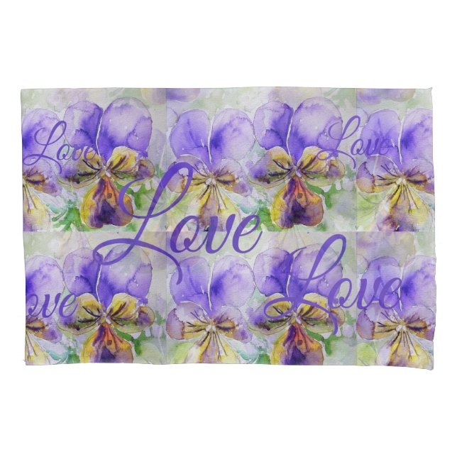 Pretty Viola Flower Floral Purple Pattern Love Pillow Case (Front)