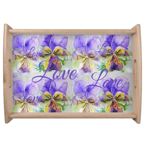 Pretty Viola Flower Floral Purple Pattern Love Serving Tray