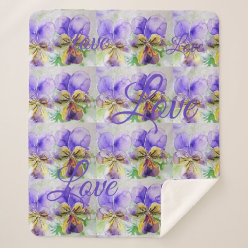 Pretty Viola Flower Floral Purple Pattern Love Sherpa Blanket
