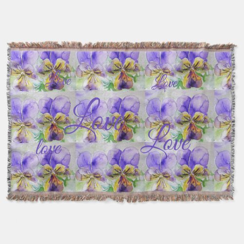Pretty Viola Flower Floral Purple Pattern Love Throw Blanket