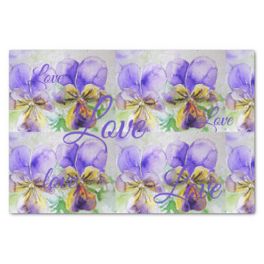 Pretty Viola Flower Floral Purple Pattern Love Tissue Paper