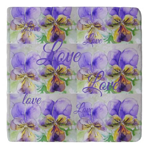 Pretty Viola Flower Floral Purple Pattern Love Trivet