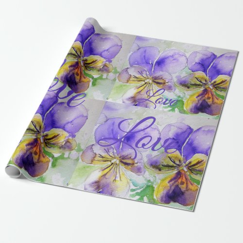 Pretty Viola Flower Floral Purple Pattern Love Wrapping Paper