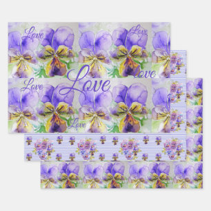 Pretty Viola Flower Floral Purple Pattern Love Wrapping Paper Sheets