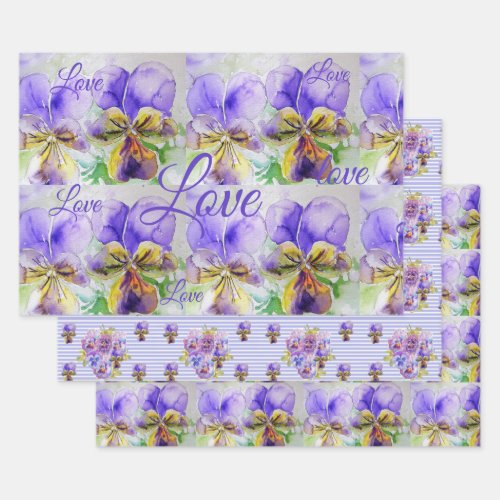 Pretty Viola Flower Floral Purple Pattern Love Wrapping Paper Sheets