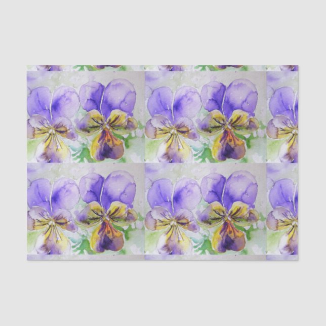 Pretty Viola Flower Floral Purple Pattern Violas Tissue Paper (Front)
