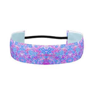 Pretty Violet Blue and Lime Green Flowers Athletic Headband