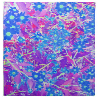Pretty Violet Blue and Lime Green Flowers Cloth Napkin