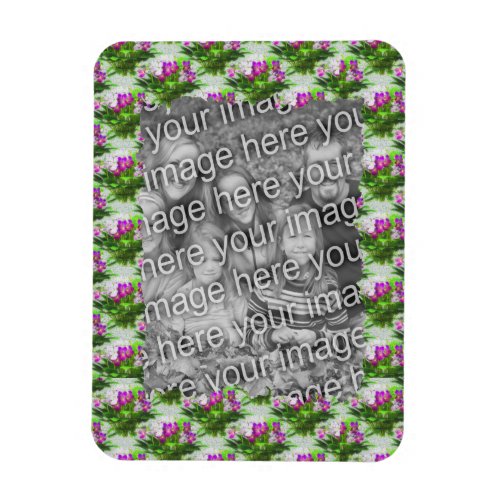 Pretty Violet Flowers Frame Add Your Photo  Magnet