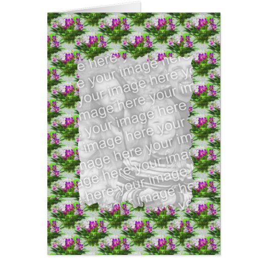 Pretty Violet Flowers Frame Your Photo Card (Front)