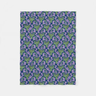 Pretty Violets Custom Fleece Blanket on Navy Blue