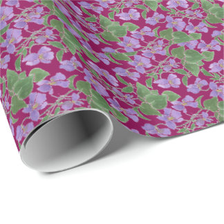 Pretty Violets Custom Wrapping Paper on Purple