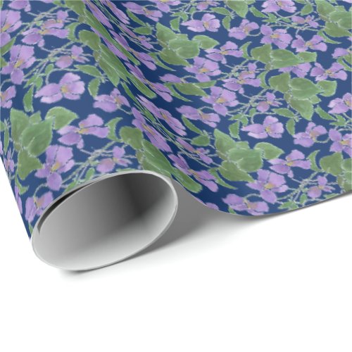 Pretty Violets on Navy Wrapping Paper to Customize