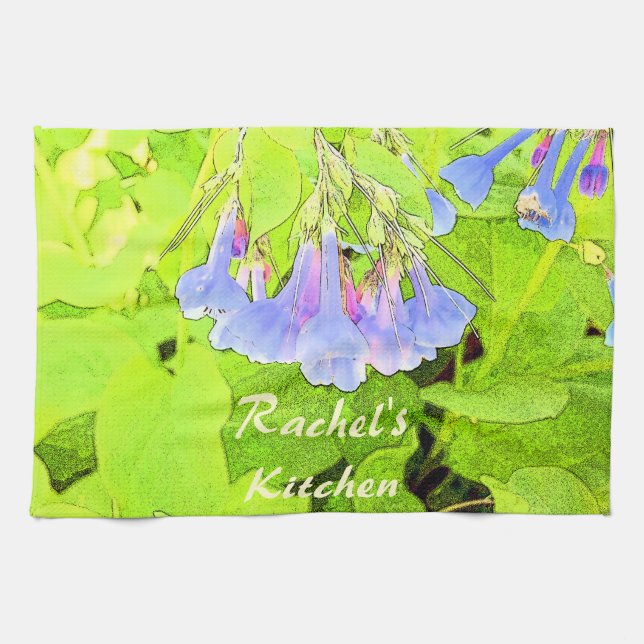 Pretty Virginia Blue Bells Flower Kitchen Towel (Horizontal)