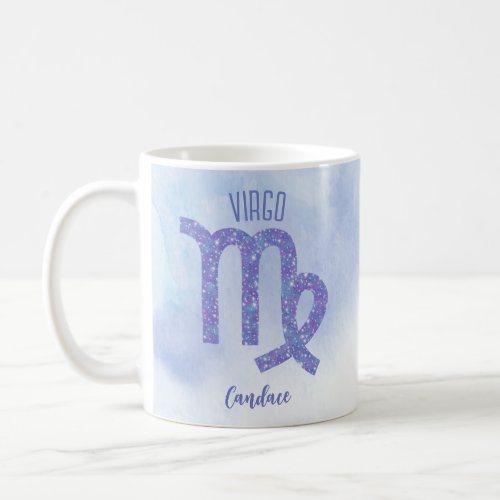 Pretty Virgo Astrology Sign Personalized Purple Coffee Mug