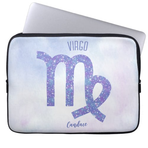 Pretty Virgo Astrology Sign Personalized Purple Laptop Sleeve