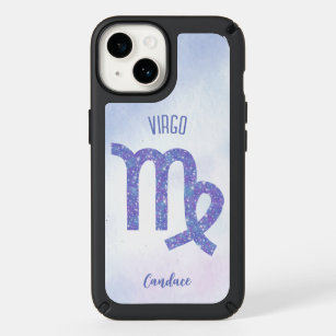 Pretty Virgo Astrology Sign Personalized Purple Speck iPhone 14 Case