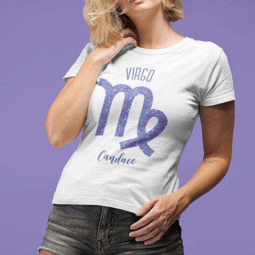 Pretty Virgo Astrology Sign Personalized Purple T_Shirt