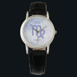 Pretty Virgo Astrology Sign Personalized Purple Watch<br><div class="desc">This pretty, personalized purple and lavender Virgo watch features your astrological sign from the Zodiac in a beautiful sparkle like the constellations. Customize this cute wristwatch gift with your name in beautiful cursive script for someone with a late August or early September birthday.</div>