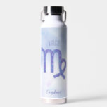 Pretty Virgo Astrology Sign Personalized Purple Water Bottle<br><div class="desc">This pretty,  personalized purple and lavender Virgo water bottle features your astrological sign from the Zodiac in a beautiful sparkle like the constellations. Customize this cute gift with your name in beautiful cursive script for someone with a late August or early September birthday.</div>