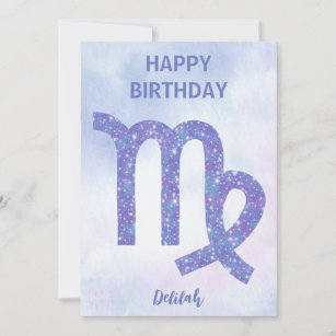 Pretty Virgo Sign Custom Astrology Happy Birthday Card