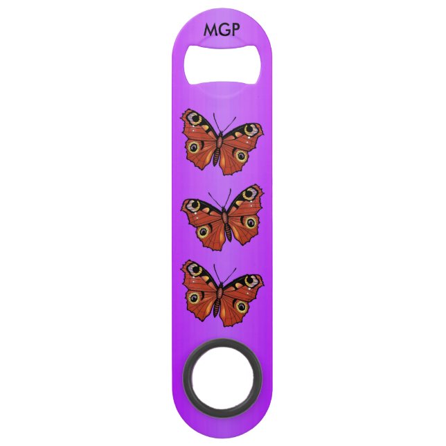 Pretty Vivid Monarch Butterfly Purple Bar Key (Front)