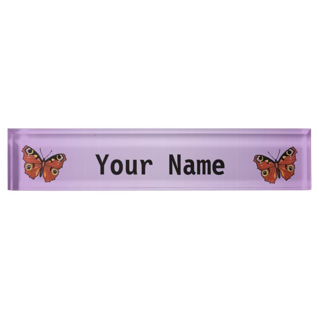 Pretty Vivid Monarch Butterfly Purple Name Plate (Front)