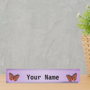 Pretty Vivid Monarch Butterfly Purple Name Plate
