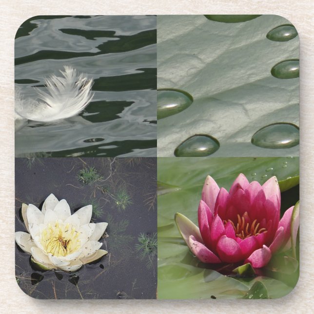 Pretty Water Lilies Beverage Coaster (Front)